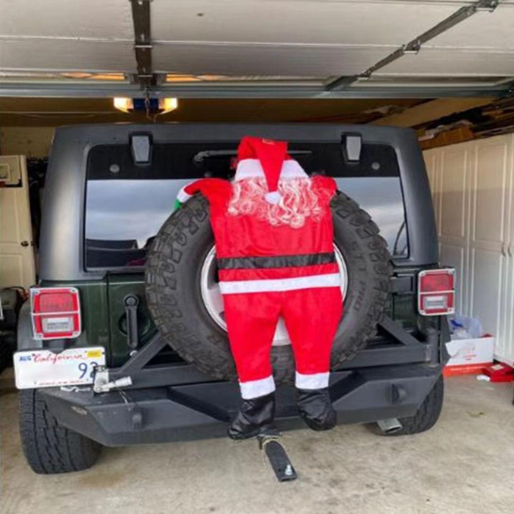 Flannel Clothes Santa Hanging Ornaments Outdoor Climbing Santa  For Home Door Window Decoration