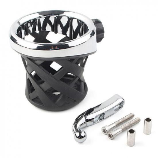 Motorcycle Handlebar Cup Holder Drink W/ Mesh Basket Mount Universal For Harley