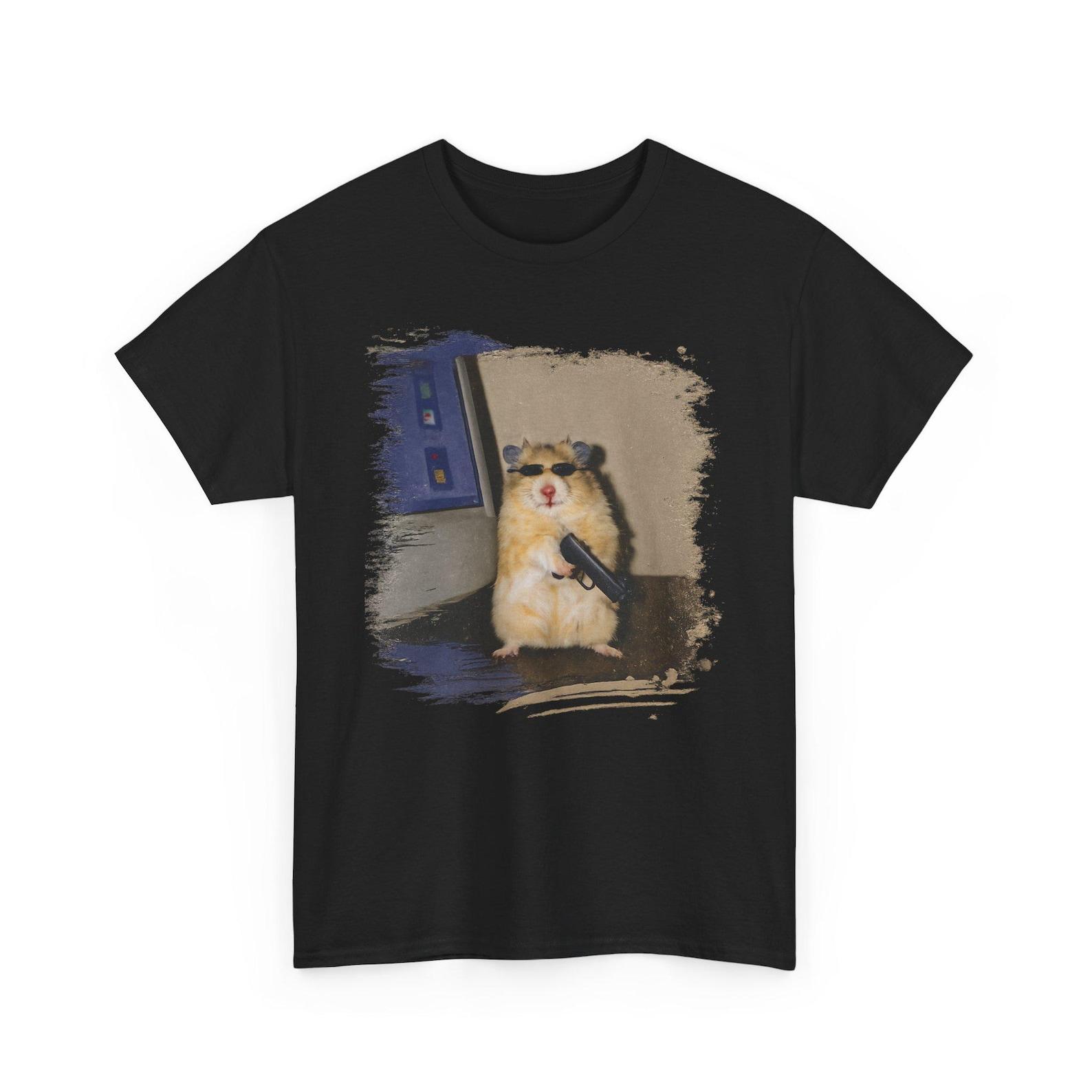 Cyber Hamster T Shirt Funny Meme Animal Vintage Graphic Tee Streetwear Shirt 3XL