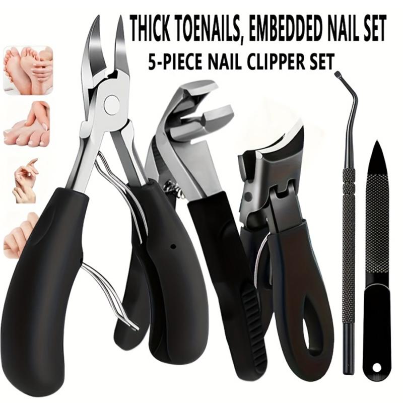 

Nail Care Kit for Ingrown Thick Toenails Heavy-Duty Clippers Set with Nail File Cuticle Nippers and Grooming Tools Class