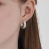 Silver 925 Volume Line One-Touch Ring Earrings GISVEE154