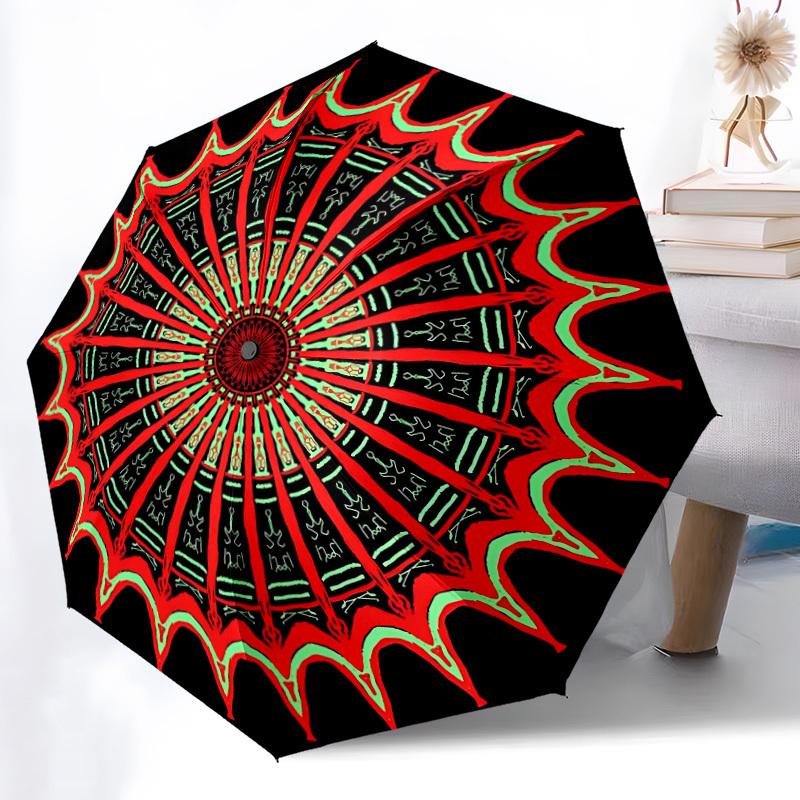 1pc Mandala Artwork Automatic Open/Close Umbrella - Portable Collapsible Umbrella with 8-Rib Stability, Fashion Lovers Yy251017152