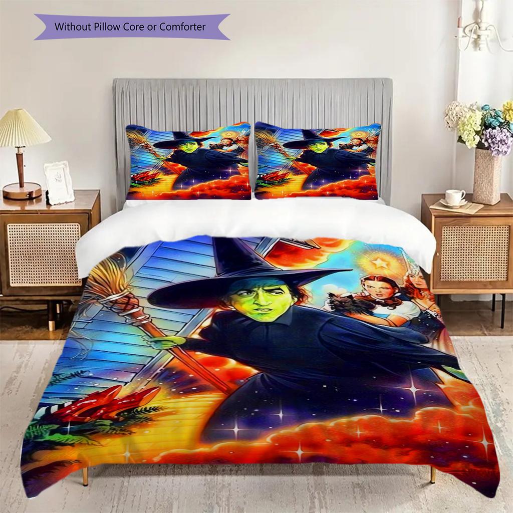 Fantasy Magic Adventure Three-piece set (1 * duvet cover + 2 * pillowcase, without core) 2D Flat Bedding set Christmas birthday gift