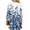 Damen Vintage Cardigan mit Blumendruck, Dreiviertelärm, Lässiger lockerer Schnitt, Leicht für Frühling Sommer