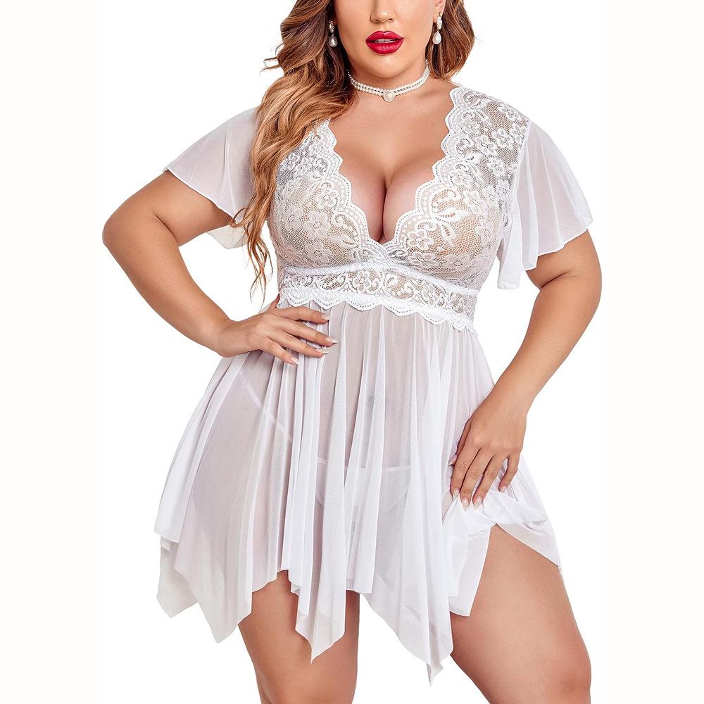 

Вечернее платье и ночная рубашка больших размеров с глубоким V-образным вырезом и цветочным кружевом