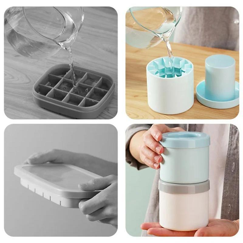 Pinch Ice Grid Mold, Cylindrical Ice Cube Model Cup, Household Food Grade Ice Box Storage Container
