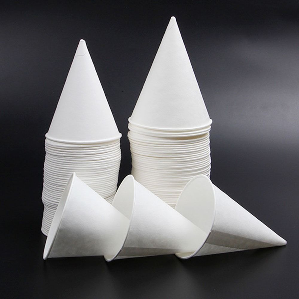 200Pcs Leakproof White Paper Cone Cups Coated Disposable Paper Cups Premium Snow Cone Cups Water