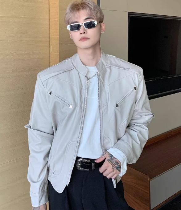 Мужская высококачественная осенне-зимняя свободная кожаная мотоциклетная куртка – Толстая, стильный дизайн Extra Extra Extra Large