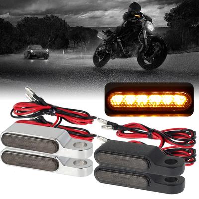 2 Piezas Intermitentes LED para Manillar Luz de Posición de Motocicleta Mini Intermitente Indicadores Frontales Secuenciales con Pernos de Espejo Retrovisor de 8 mm