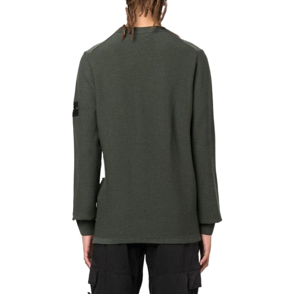 Stone Island Logo Crew Neck Pullover Sweater Men sweater Yellow Green 7715526A1V0058