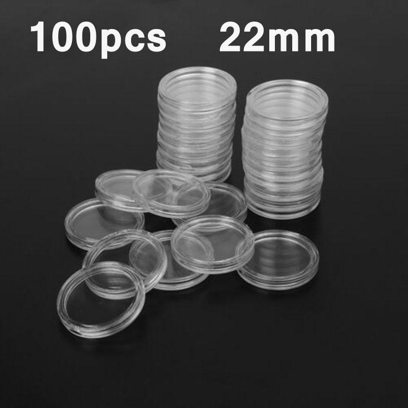 22mm Clear Plastic Coin Holder Case 100pcs for Organizing and Protecting Small Collectibles with Smooth Edge Design