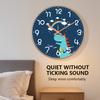 Kids Dinosaur Wall Clock Cute Cartoon Rainbow Design Easy To Read Round Quartz Clock for Boys Bedroom Nursery Classroom Decor
