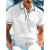 New Men's Short Sleeved Summer Color Blocked Striped Lapel Polo Shirt for Summer