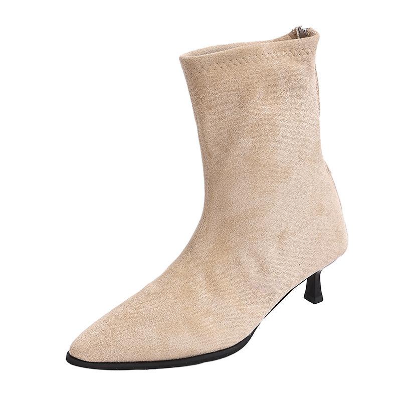 Autumn and Winter New Martin Boots Thin Heel Small Heel High Heel Suede Pointed Fashion Boots Thin Boots Chelsea Boots Short Boots