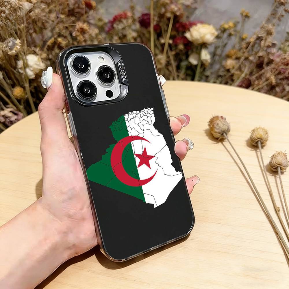 Algeria F-Flag Phone Case For iPhone 17,16,15,14,13,12,11 Plus,Pro Max,XS,Colorful Silver Black Cover