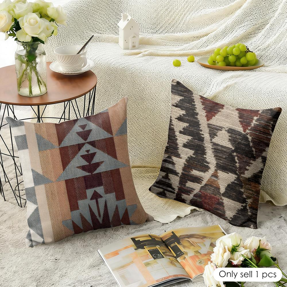 Moroccan Style Art Cushion Cover Natural Linen Organic Fabric Double-Sided Printing Breathable Perfect For Home Decor