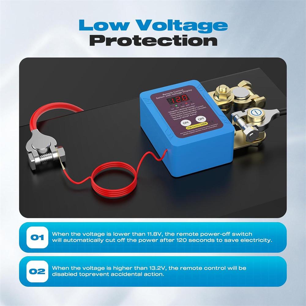 Car Remote Battery Disconnect Switch 12V 240A Kill Switch LED Voltmeter Display