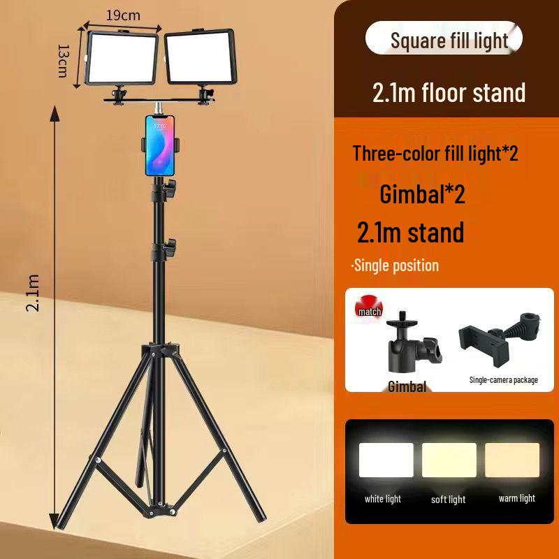 Dual Light No-Shadow Phone Stand: Live Stream Selfie Fill Light for Desktop & Professional Food Photography.