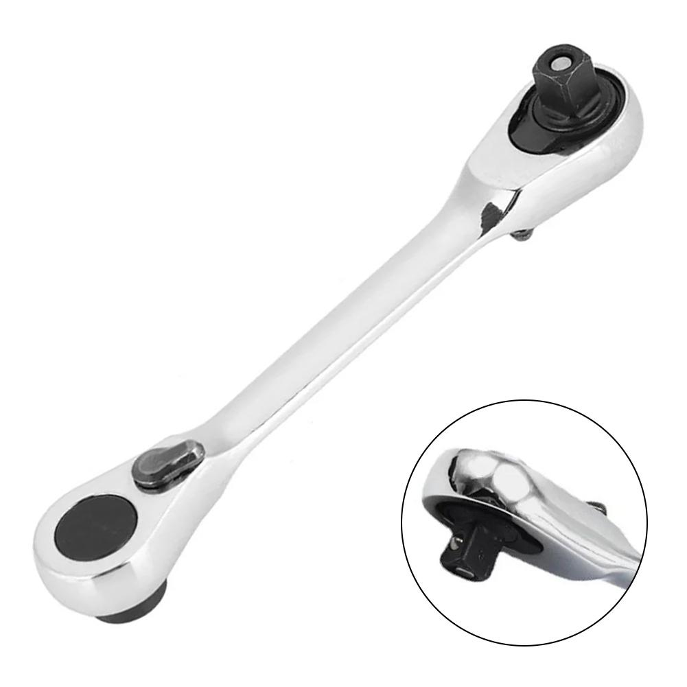 Double Ended Ratchet Wrench 72 Teeth with Quick Change Socket and Hex Screwdriver for Precision Torque Applications