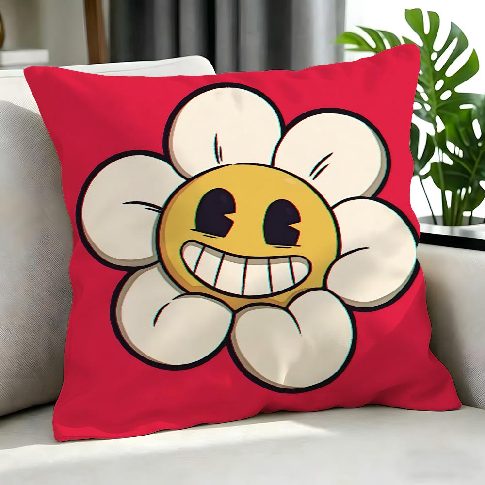 Game Cuphead Cushion Cover Cushion Cover Set 4Pcs 50X50 45X45 40X40 Pillowcase Decorative Sofa Home Decor