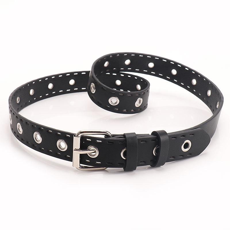 Punk style metal hollow belt fashion niche pin buckle women's belt non-punching decorative jeans belt women