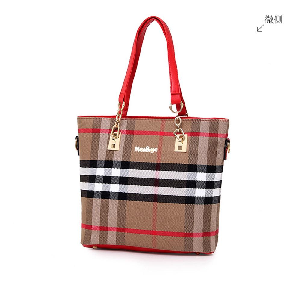 Karierte Leinwand Schwiegermuttertasche Sechs-teiliges Set Hand-Schultertasche Damen-Tasche