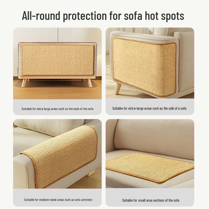 Wall-Mounted Sisal Cat Scratching Pad - Durable, Non-Shedding Sofa Protector for Claw Grinding