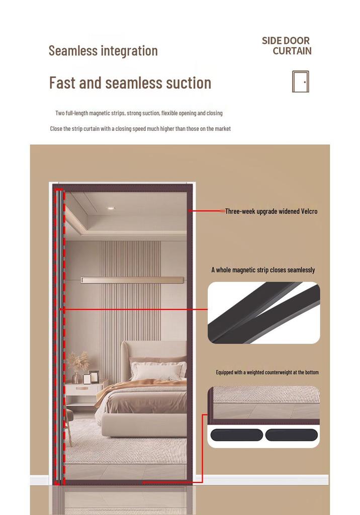 Diamond Mesh Magnetic Mosquito Door Curtain with Full-Frame Seal