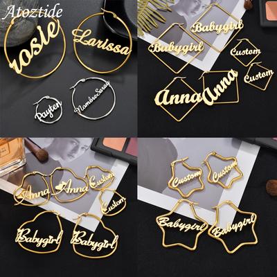 Atoztide Personalisierte Ohrringe mit Initialen Hochwertige Personalisierte Edelstahl Buchstaben Herz Stern Ohrringe für Damen Party Schmuck Geschenk