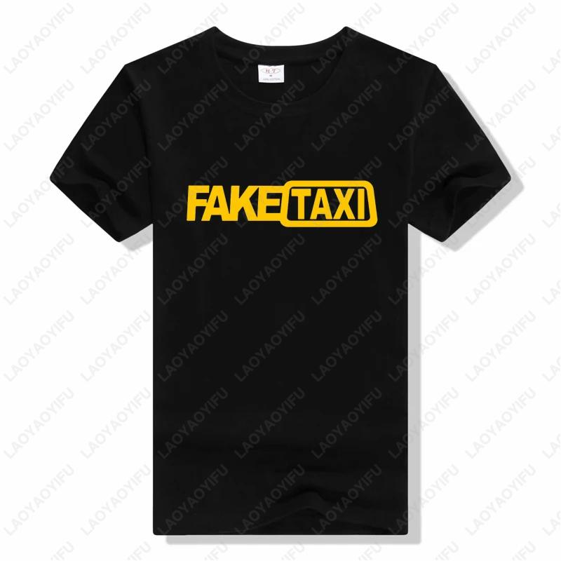 Męska bawełniana koszulka z krótkim rękawem Koszulka Fake Taxi Okrągły dekolt Casualowa koszulka z nadrukiem liter Lato Prosty klasyczny styl Top