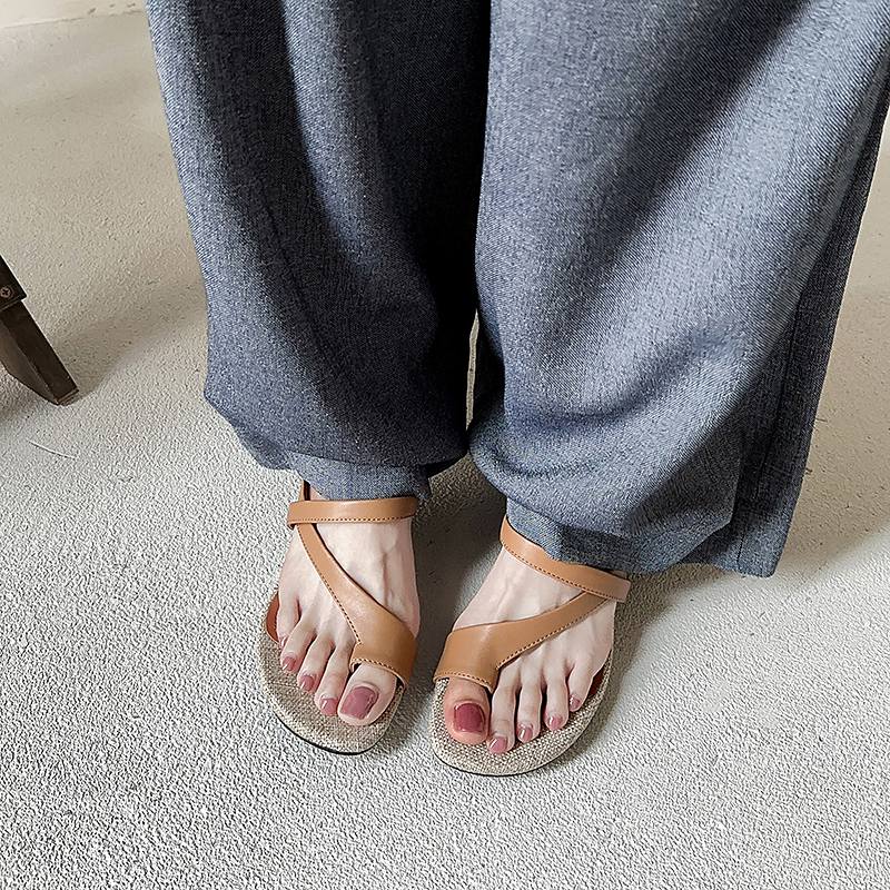 Krazing Pot Sheepskin Mules Summer Size 40 Flip Flops European Design Slip on Thin High Heels Women Peep Toe Sandals