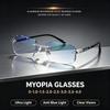 Luxuriöse rahmenlose Minusbrille mit Diamantschliff für Männer und Frauen, ultraleichte HD-Anti-Blaulicht-Myopie-Brille, Dioptrien 0 bis -4,0
