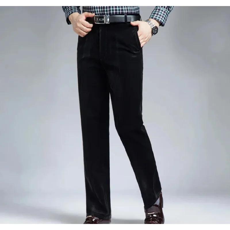 Autumn Padded Middle - Aged Men's Casual Trousers Striped Loose Pants for Men Corduroy Trousers