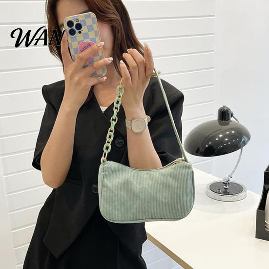 Corduroy Purse Women Shoulder Bag Stylish Top Handle Crescent Retro Style Handbag Simple Armpit for Shopping Commuting Dating