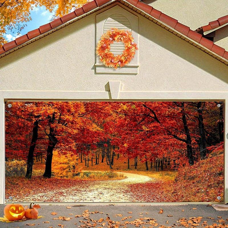 One autumn Thanksgiving garage door banner background, suitable for external party decoration and garage door decoration 130x150cm