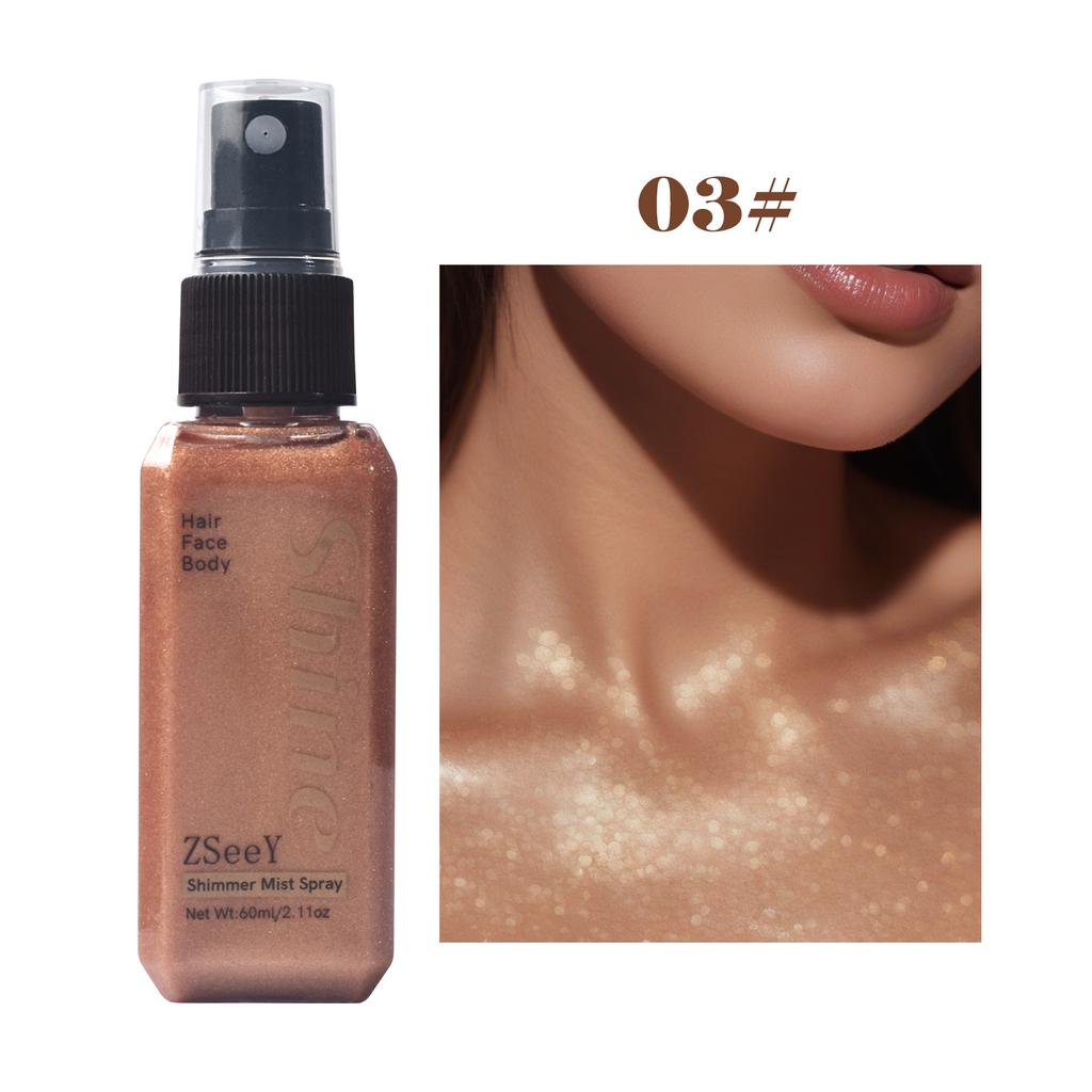 Spray Iluminador Líquido Diamante de 6 Colores - Brillo Duradero Bronceador para Clavícula de Alto Brillo - Iluminador Líquido Brillante para Rostro y Cuerpo