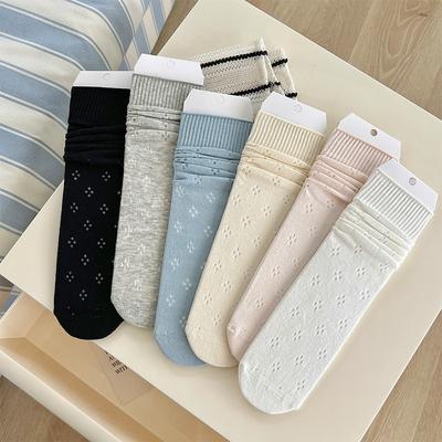 Damen Frühling und Sommer Dünne Einfarbige Ballettstil Lochmuster Atmungsaktive Röhrensocken
