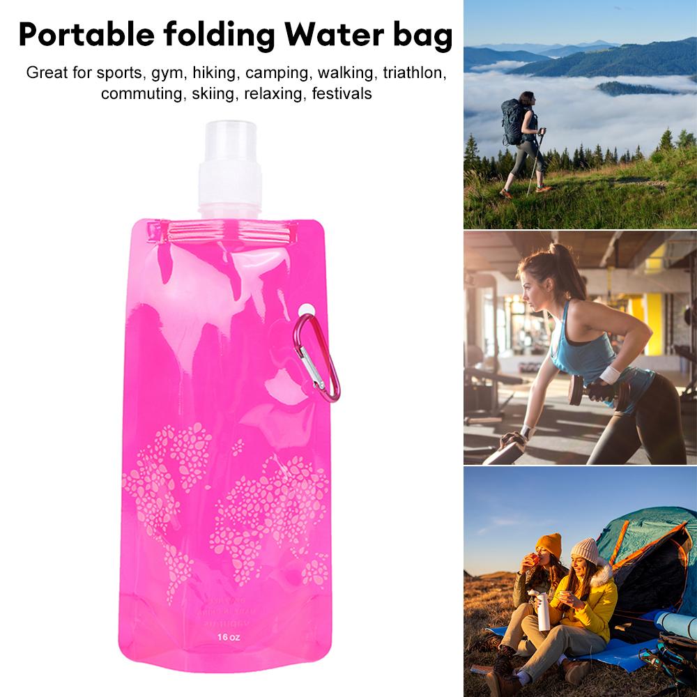 500ml Portable Folding Water Pouch Plastic Outdoor Use Athletic Water Bottle Drink Pouch Camping Picnic Water Pouch
