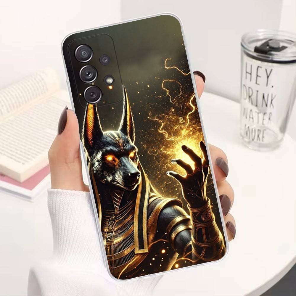 Anubis Egyptian God Case For Samsung A30,71,51,S9,10,20,Ultra,Lite,S22,FE,23,21,PIus,Transparent, Silicone