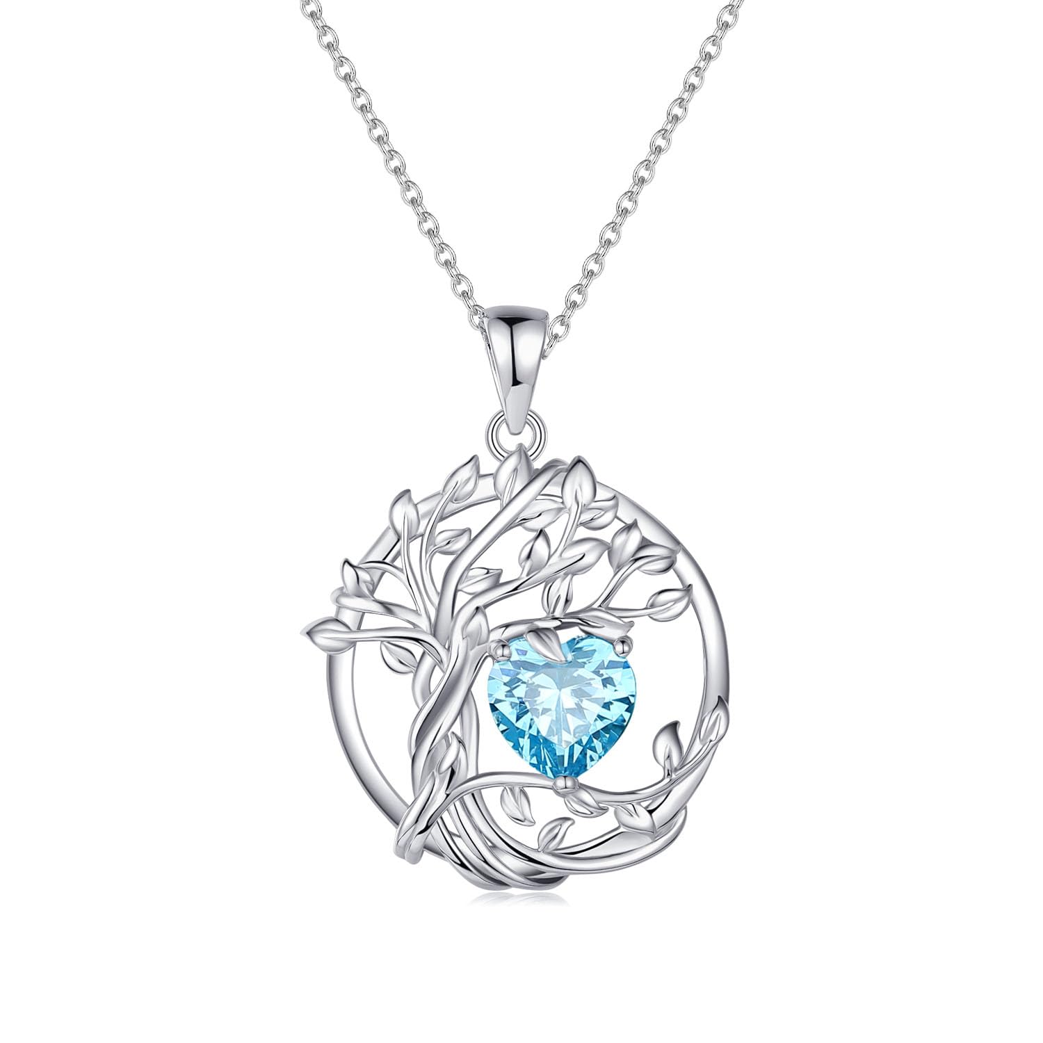 

Намисто Аквамарин Камінь народження березня Мотив Дерево життя Срібло 925 з платиновим покриттям Амулет Амулет Ювелірний аксесуар Подарунок на день народження Упаковка