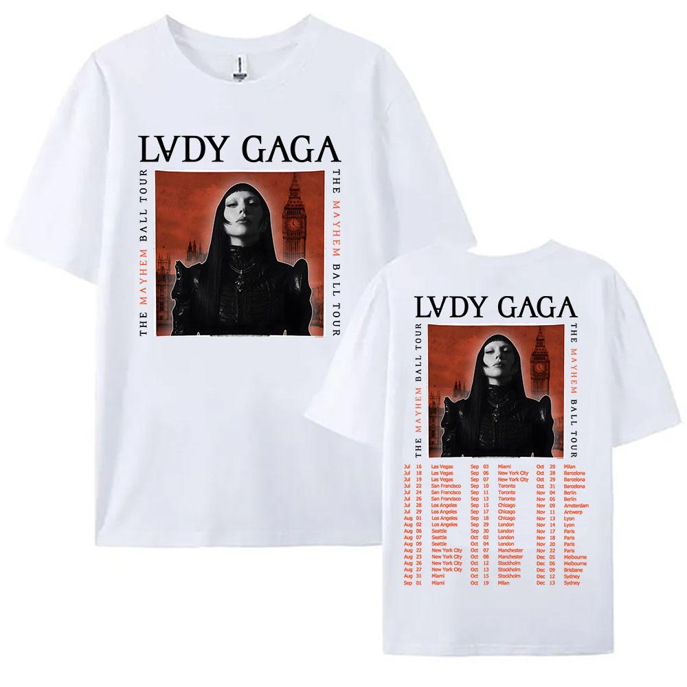 

The MAYHEM Ball Tour 2025 Tshirt Lady Gaga Singer Printing Tshirts Cotton Summer Short Sleeve T Shirt Round Neck Women Clothes S