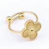 Stainless Steel Light Luxury Five-Leaf Clover Adjustable Titanium Steel Ring