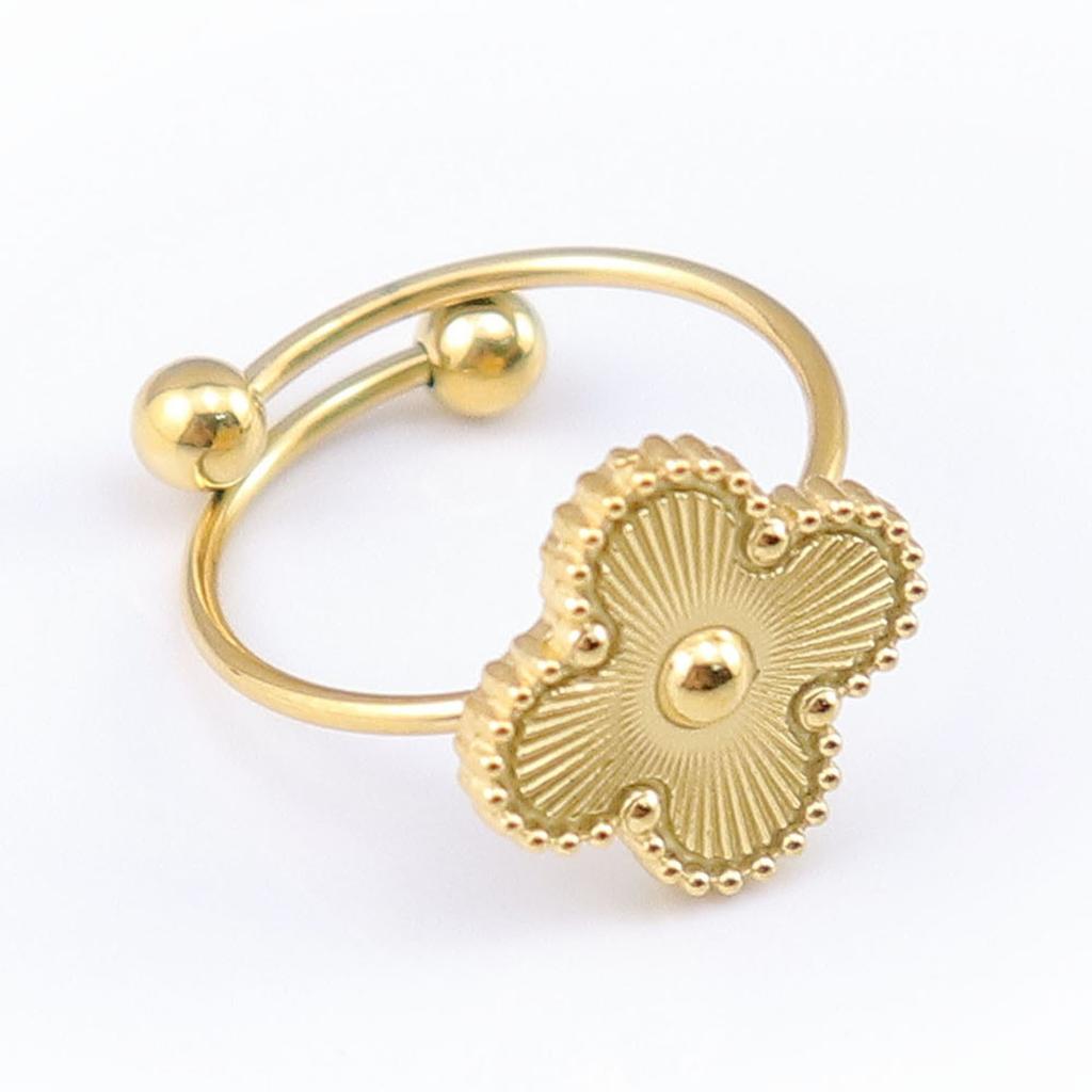 Stainless Steel Light Luxury Five-Leaf Clover Adjustable Titanium Steel Ring