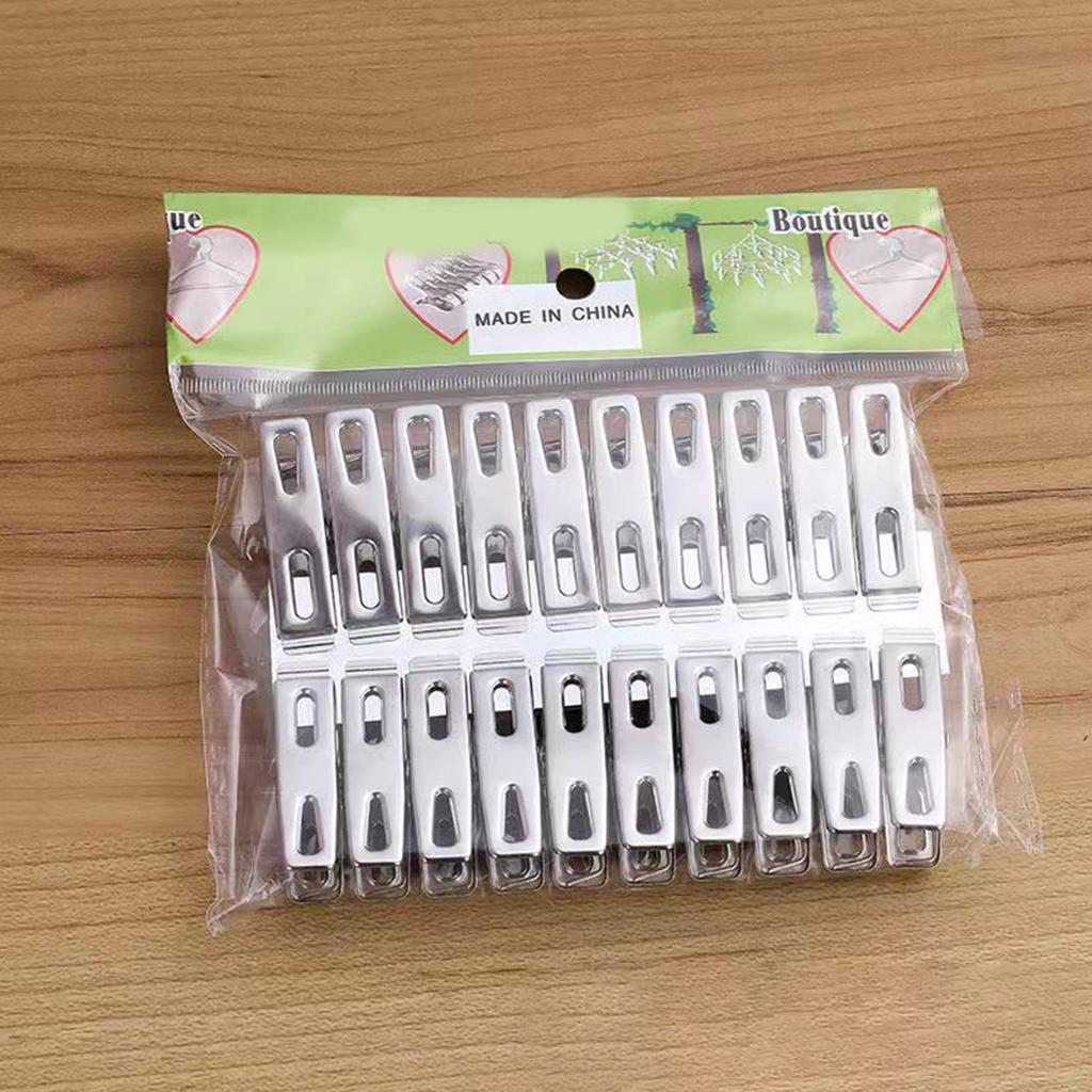 40Pcs Stainless Steel Clothes Clips Metal Laundry Pegs Strong Spring Towel Sock Clothespins Food Sealing Photos Hanger