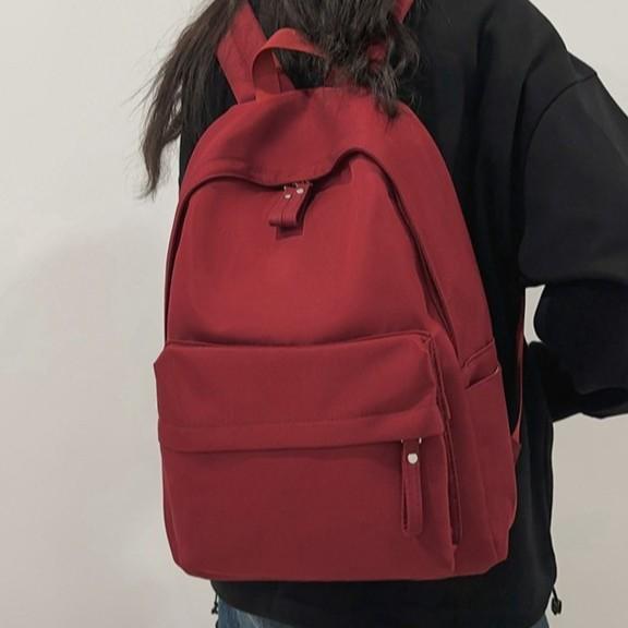 Schoolbag wholesale solid color student schoolbag large capacity college style backpack college men and women travel backpack leisure backpack