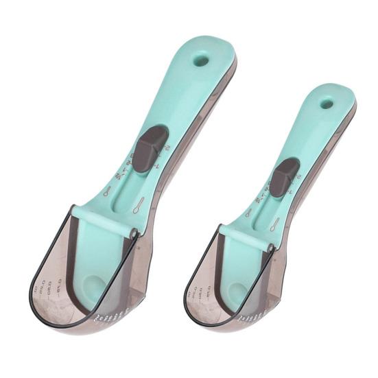 2 Pcs Cat Dog Food Scoop Adjustable Pet Food Measuring Cup with Scale Pet Food Feeding Scoop for Cats Dogs Rabbits Kitchen Gadgets for Rice Flour