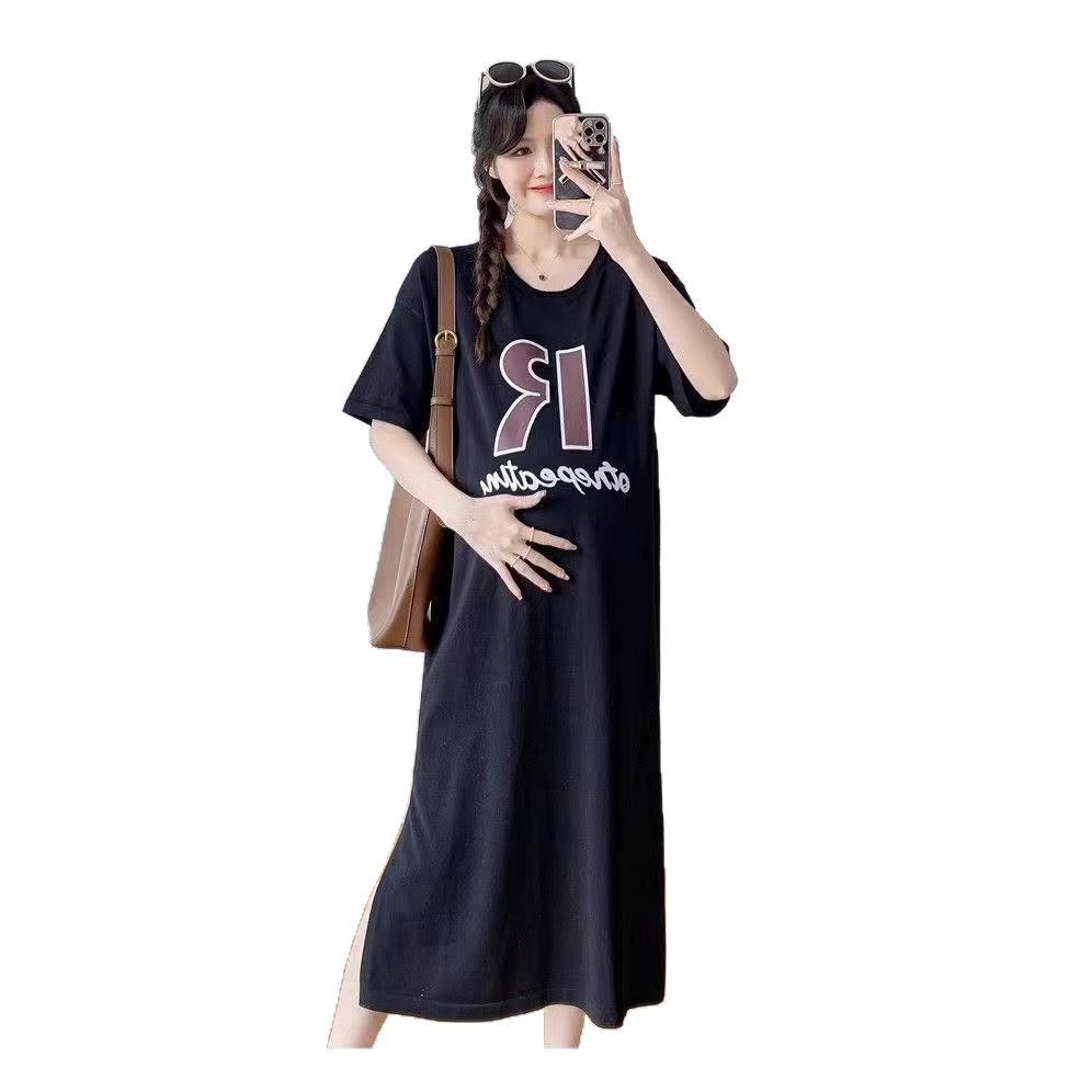 Lazy Wind Short-sleeved T-shirt Dress Women's 2026 New Summer Dress Large Size Medium and Long Knee Skirt Summer Long Dress