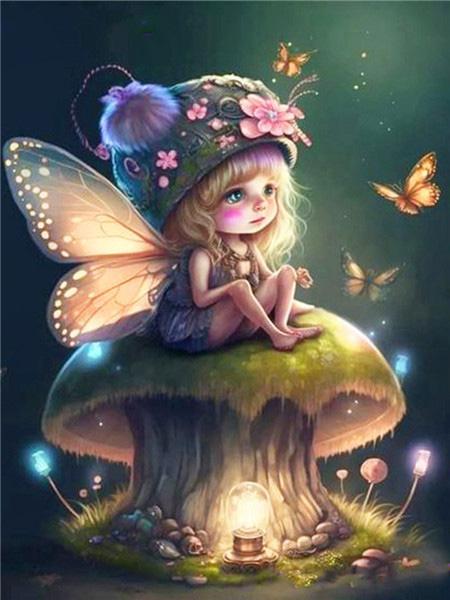 Volle quadratische/runde Diamant-Malerei Fantasy Mädchen Home Decor Stickerei Mosaik Elfen Cartoon Kristall Wandkunst