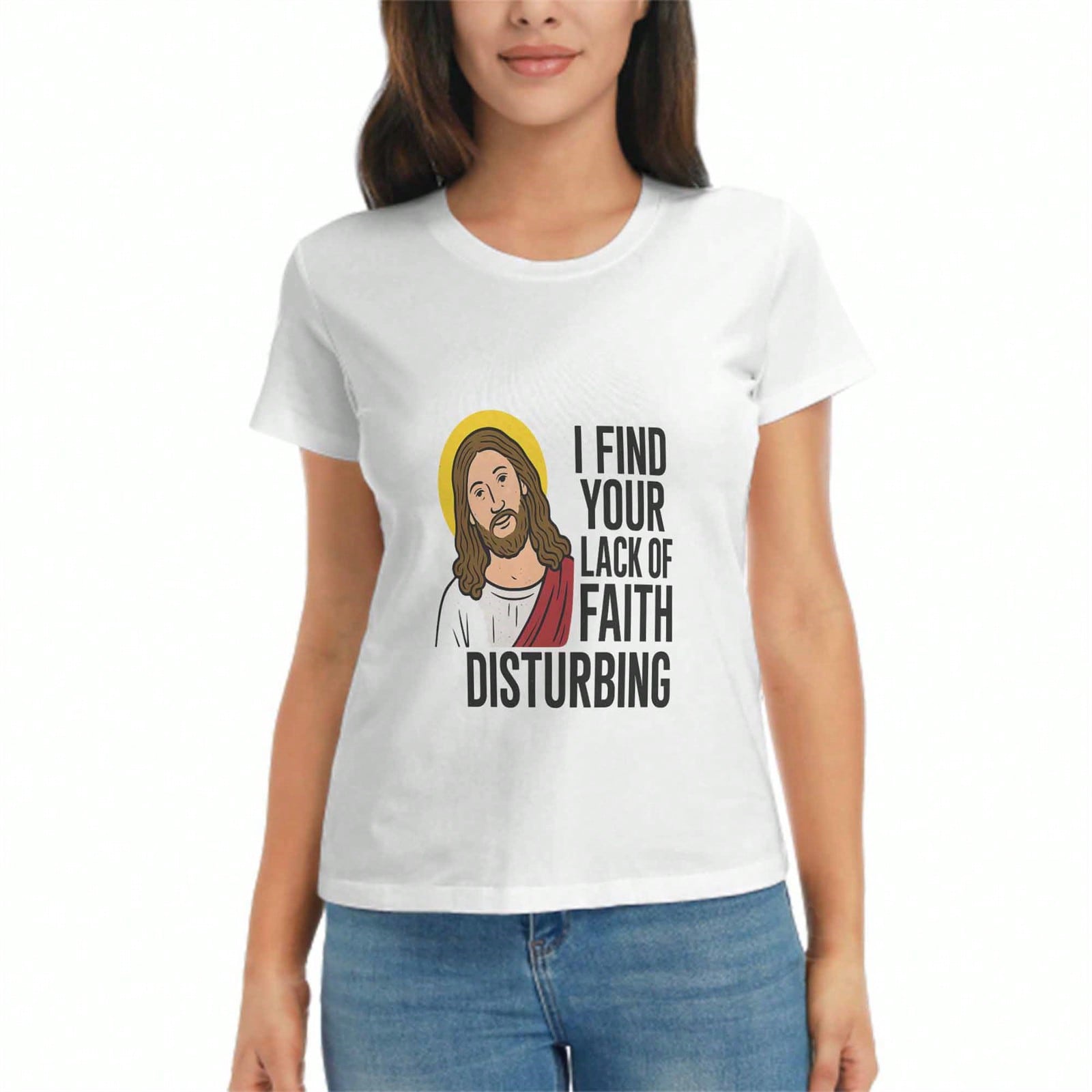 Jesus Hope Ladies Cotton T Shirt, Pure Cotton Premium Print, Durable, Leisure And Fashionable. Jesus My Light,My Truth,My Peace,My Redeemer Graphic D S разноцветный
