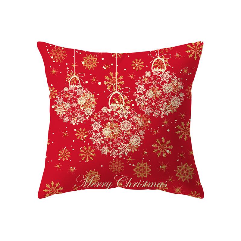 Christmas Theme Cute Elk Print Pattern Cushion Cover Home Living Room Sofa Decoration Square Polyester Pillow Pillow Cover